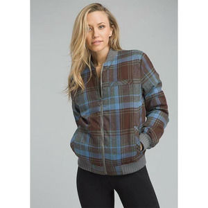 Prana Women's Showdown Bomber‎ Jacket in Heather Grey Size Large NWT